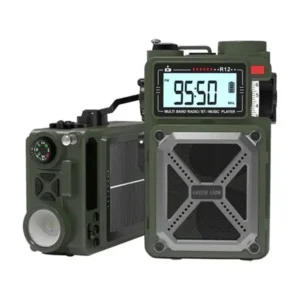 پاوربانک خورشیدی، اسپیکر بلوتوثی و رادیو گرین لاین مدل Vintage Solar Pro ظرفیت ۴۰۰۰ میلی آمپر ساعت – سبز