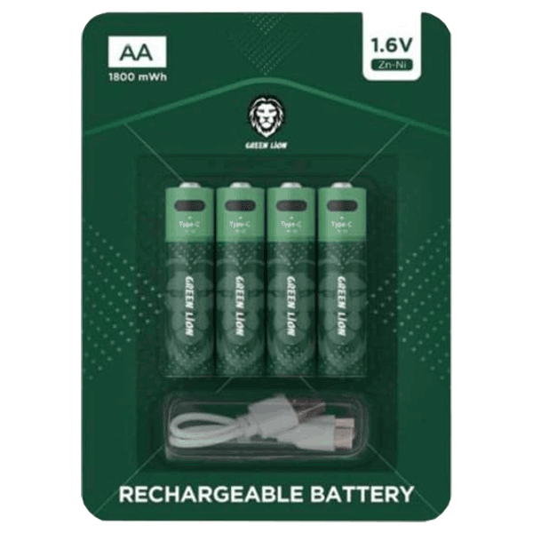 پک چهارتایی باتری قلمی قابل شارژ گرین لاین AA 1.6V Alkaline Battery