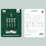 پک چهارتایی باتری نیم قلمی قابل شارژ گرین لاین AAA 1.6V Alkaline Battery