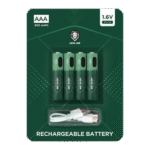 پک چهارتایی باتری نیم قلمی قابل شارژ گرین لاین AAA 1.6V Alkaline Battery