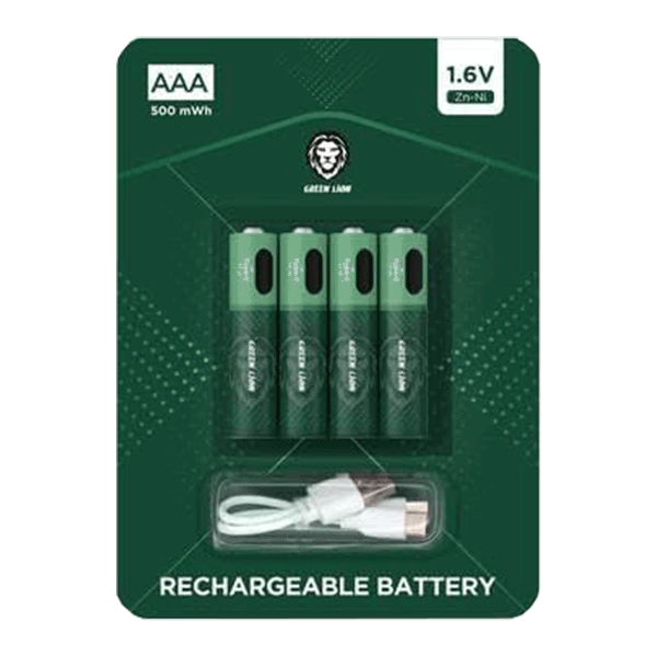 پک چهارتایی باتری نیم قلمی قابل شارژ گرین لاین AAA 1.6V Alkaline Battery