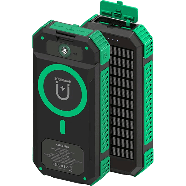 پاوربانک خورشیدی ظرفیت 20000 میلی آمپر ساعت گرین لاین Green Lion Solar Flex Power Bank