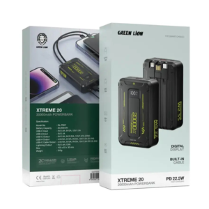 پاوربانک ظرفیت 20000 میلی آمپر ساعت گرین لاین Green Lion Xtreme 20 Power Bank PD 22.5W – مشکی