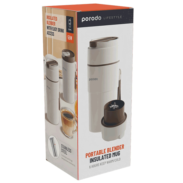 مخلوط کن و جویسر پرتابل پرودو Porodo Lifestyle 2 In 1 Portable Blender Insulated Hot/Cold Mug