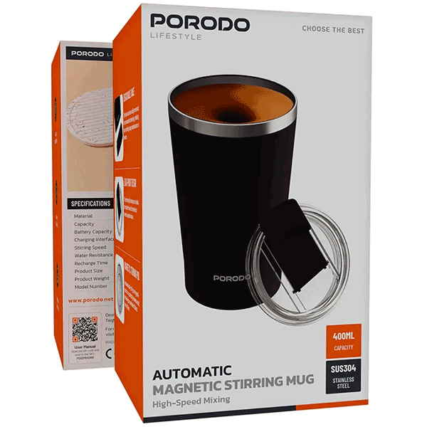 مخلوط کن و جویسر پرتابل پرودو Porodo Lifestyle Automatic Magnetic Stirring Mug PDSSMHQ168