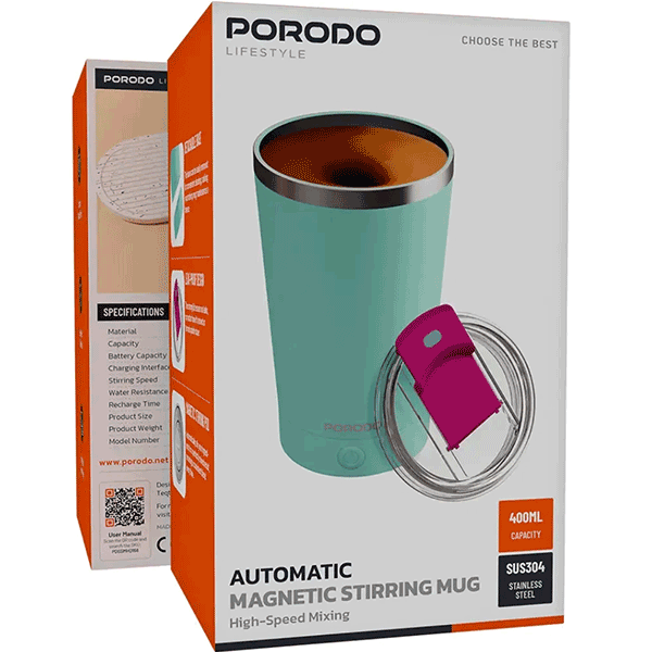 مخلوط کن و جویسر پرتابل پرودو Porodo Lifestyle Automatic Magnetic Stirring Mug PDSSMHQ168