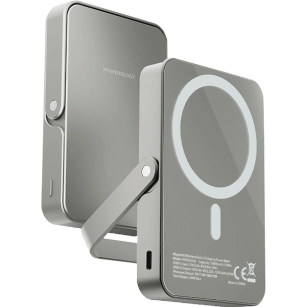 پاوربانک ۱۰۰۰۰ میلی‌آمپر پاورلوژی مدل MagSafe Power Glass