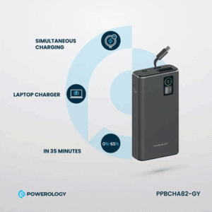 پاوربانک 20۰۰۰ میلی‌آمپر پاورلوژی مدل Aluminum PowerBank – خاکستری تیره