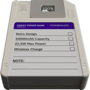 پاوربانک 10۰۰۰ میلی‌آمپر پاورلوژی Floppy Disk Retro MagSafe – سفید