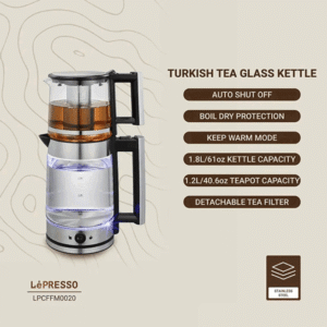 چای ساز برقی لپرسو Turkish Tea Glass – مشکی