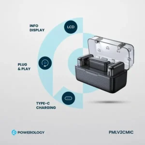 میکروفون بی‌سیم یقه‌ای پاورلوژی Professional Set PMLV2CMIC – مشکی